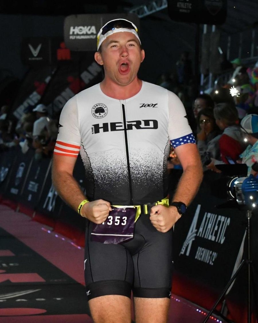 James Ustby after finishing a full-distance Ironman