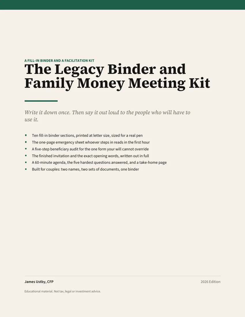 Cover of The Legacy Binder and Family Money Meeting Kit
