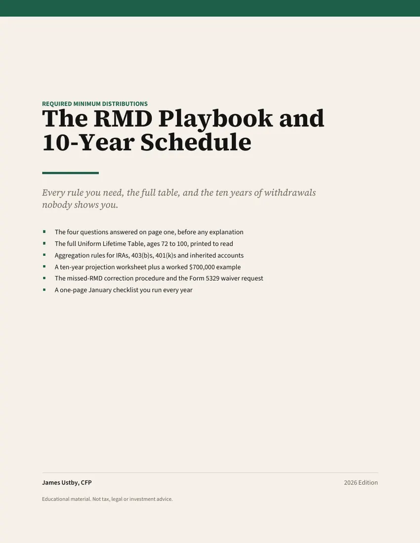 Cover of The RMD Playbook and 10-Year Schedule