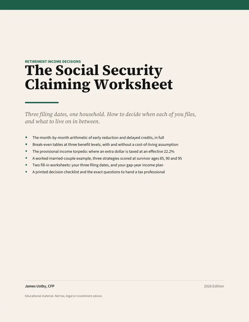 Cover of The Social Security Claiming Worksheet