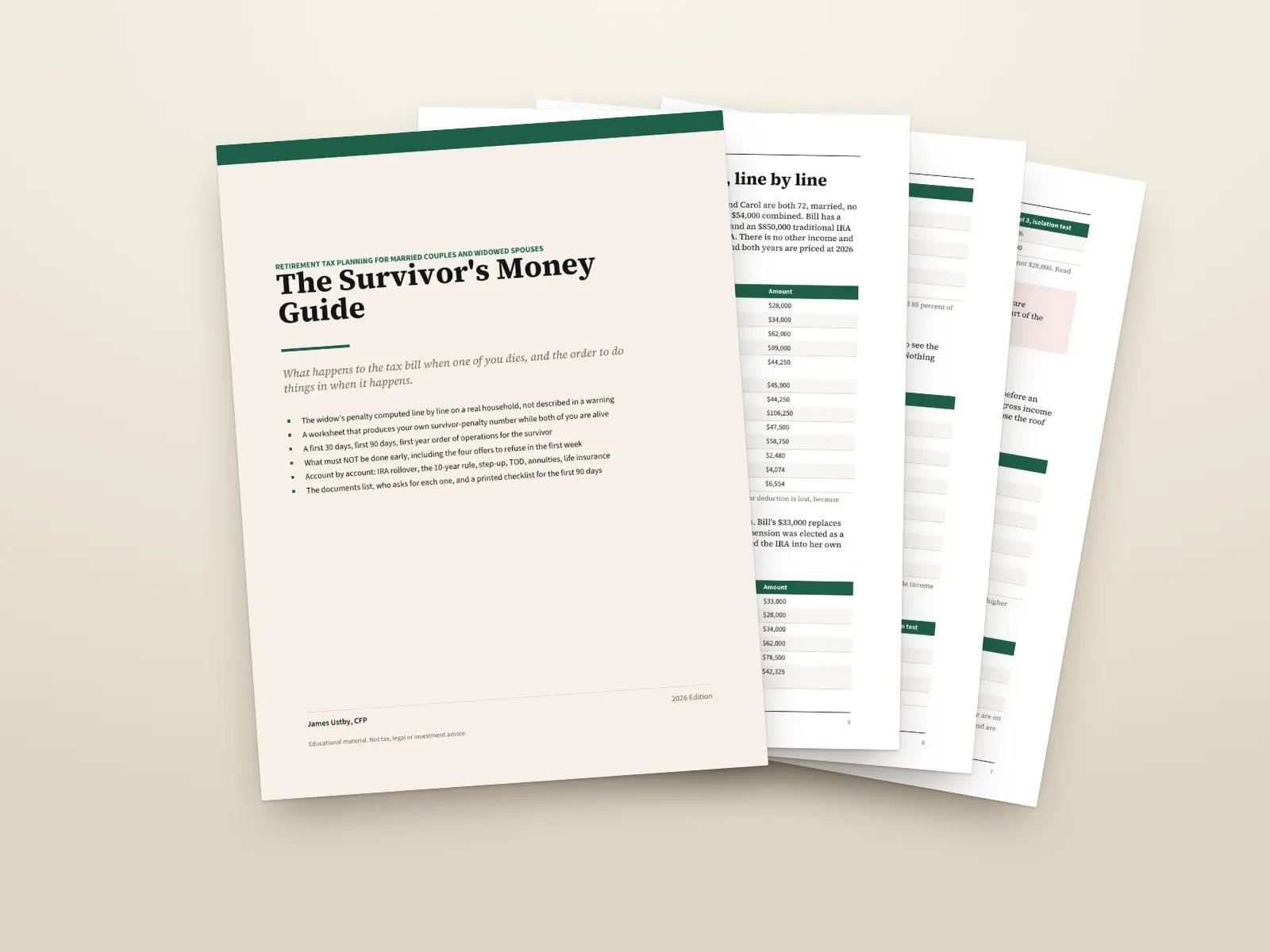 The Survivor's Money Guide: the cover and three inside pages
